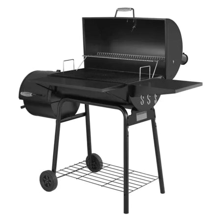 Royal Gourmet 30″ Tonneau Barbecue au charbon de bois avec fumoir et table d’appoint